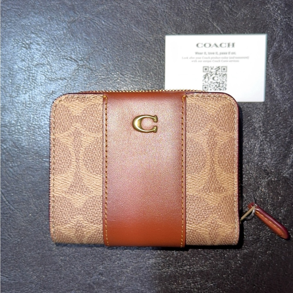 Coach Tan and Brown Signature Wallet